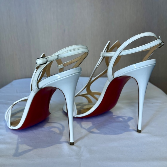 NEW Christian Louboutin  Double L Sandal White Patent Leather Size EU42 - Picture 4 of 9